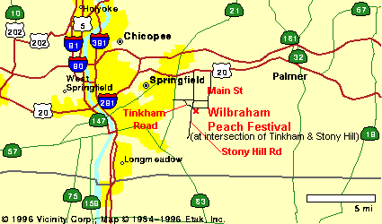 Map to Wilbraham Peach Festival at Fountain Park